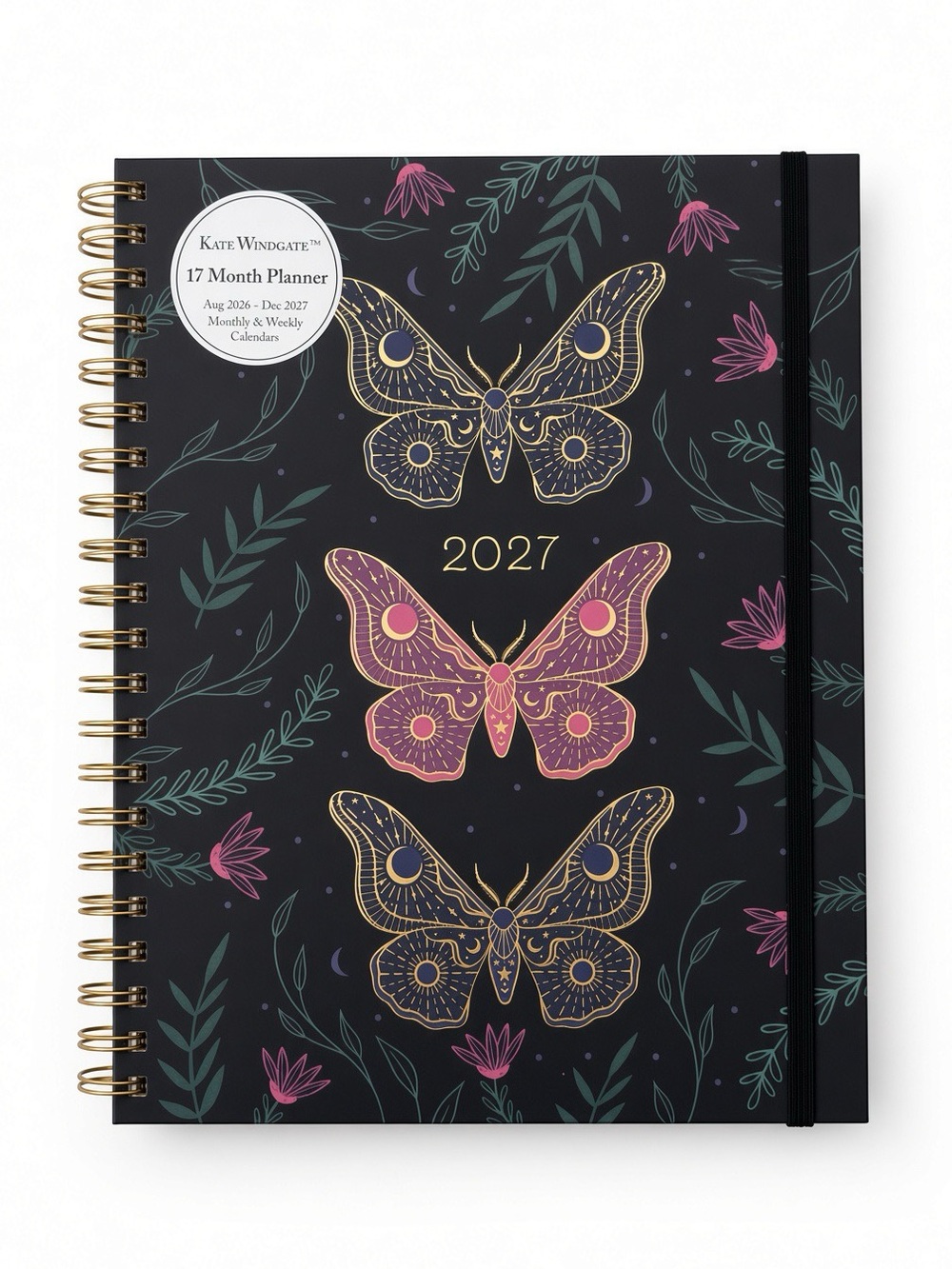 Kate Windgate 17 Month Planner Aug 2026-Dec 2027 Butterfly Gold Spiral NEW